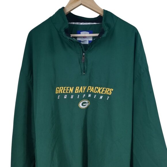 Green Bay Packers NFL Reebok Pullover 1/4 Zip Windbreaker Jacket Size 2XL Vented - Picture 7 of 10